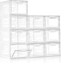 10 Pack Clear Storage Bins with Lids, 19 Qt Closet Organizers and Storage | Stackable, Magnetic Doors, Clothes Organizers and Storage, Purse Organizer, Craft Containers