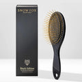 Snow Fox Skincare Gua Sha Hair Brush - Black Edition. Scalp Massage Comb with Gold-Plated Metal Bristles for Healthy Follicles. Soothing Gua Sha Acupressure Tool for All Hair Types