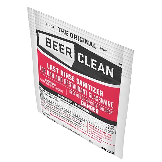 Diversey-90223 Beer Clean Last Rinse Glass Sanitizer, .25oz Powder Packet (100 Pack)