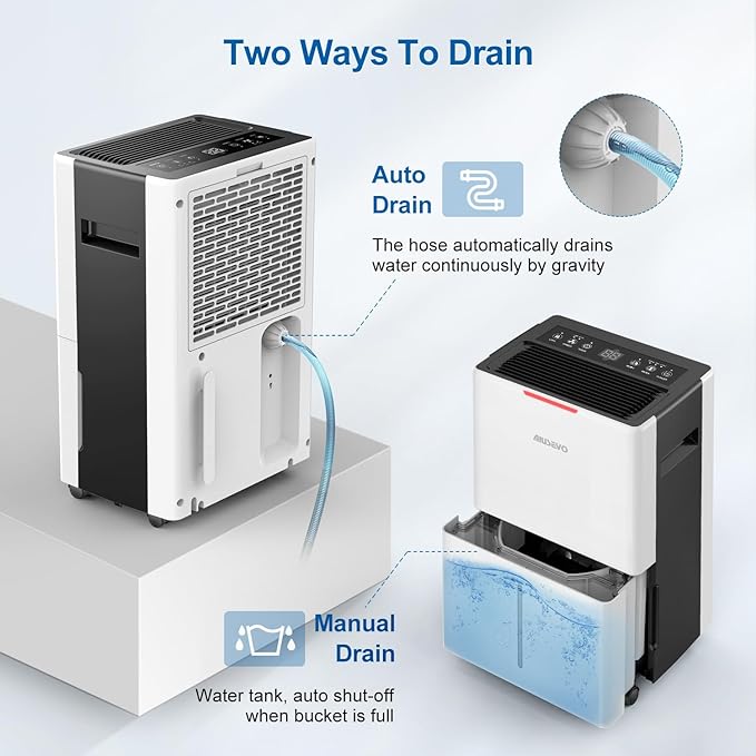 21 Pints Dehumidifier for Basement and Large Room, 1500 Sq. ft Dehumidifiers for Home with Drain Hose, Intelligent Humidity Control, 3 Modes, 24H Timer