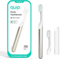 Quip Metal Sonic Electric Toothbrush for Adults - Time Travel & Soft Bristles with Travel Case & Replacement Brush Head - 3 Month Battery Life, Moonlight Champagne