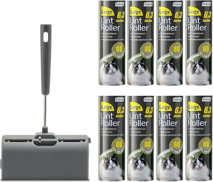 Fedicelly Lint Rollers Pet Hair Extra Sticky Furniture,Cat Dog Hair Remover Laundry Clothes Carpet, 6.3 inches Wider with 640 Sheets Large Lint Remover Brush for Couch