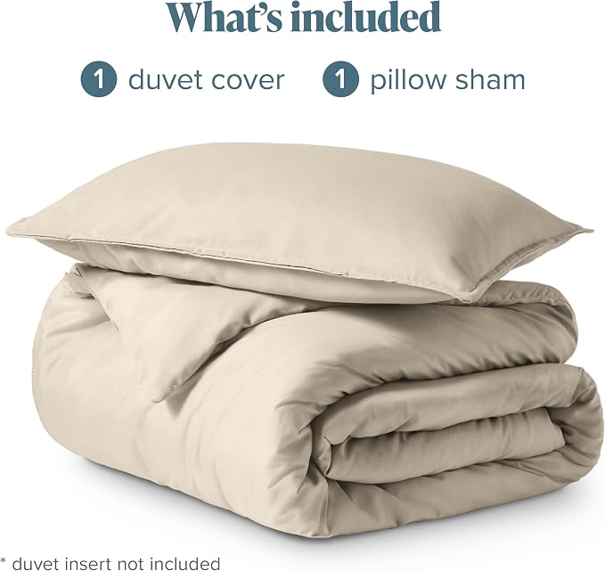Bare Home Bedding Duvet Cover Extra Long - Premium 1800 Super Soft Collection - Lightweight, Cooling Duvet Cover - Soft Breathable Bedding (Twin/Twin XL, Sand)