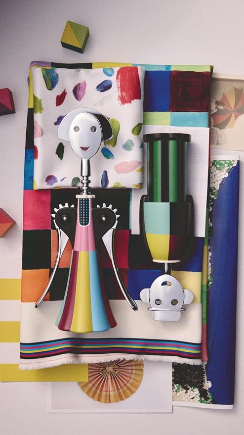 Alessi Anna G. Parade AM01A 5 Design Corkscrew in AlkiPaper® and Chrome Zamak, Multicoloured