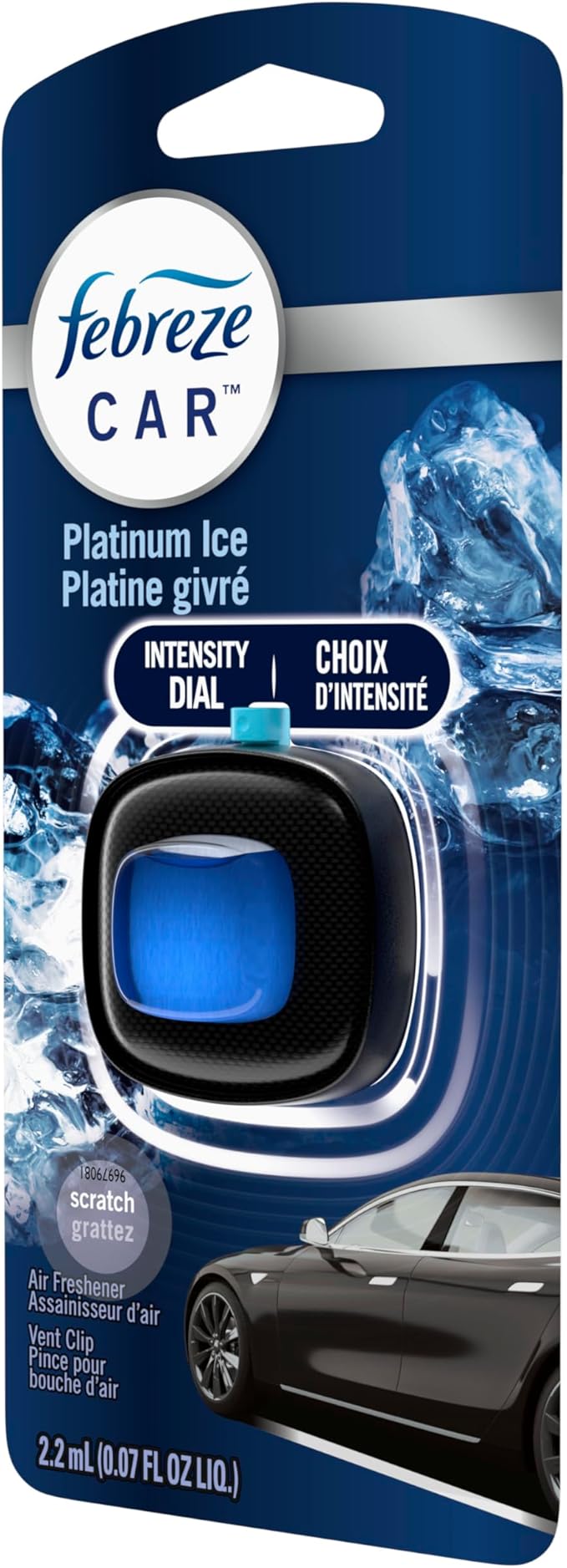 Febreze Car Air Freshener, Odor-Fighting Automotive Vent Clip, Scented Car Accessories, Long Lasting for Strong Odors, Platinum Ice Scent, 1 Count