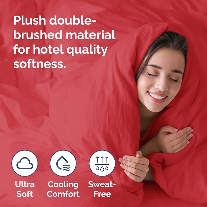 Duvet Cover Cal King Size Set - Extra Soft Cal King Duvet Cover 104" x 98" with 2 Pillow Shams for Women, Men, Kids & Teens - Hotel Luxury w/ Zipper Closures & Ties - Comfy, Cozy & Breathable (Red)
