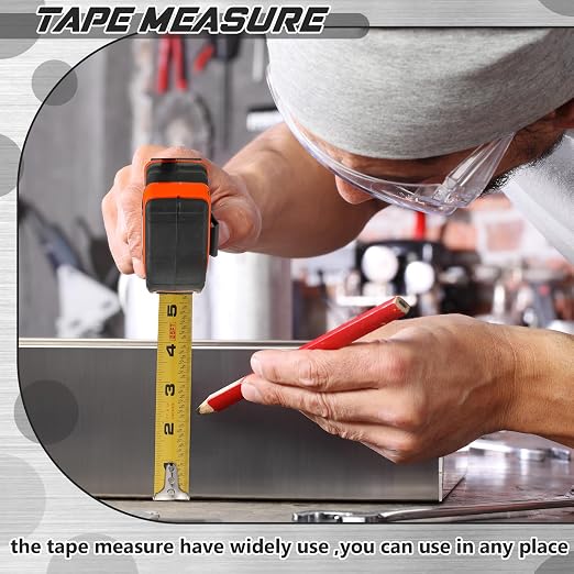Youyole 10 Pack Tape Measure with Fractions 1/8 Steel Measuring Tape Retractable Easy Read Measurement Ruler Steel Power Blade (25 ft X 1 in,Orange)
