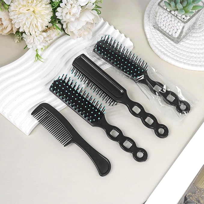 100 Pcs Hair Brush and Comb Set in Bulk for Homeless Individually Wrapped, Bulk Comb Brush Hairbrush for Women Kids Hotel Homeless Charity (Bright Color)