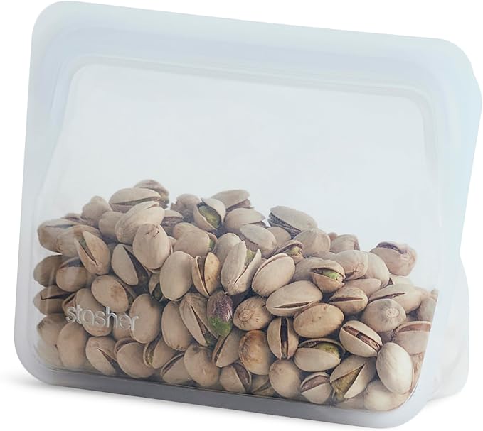 Stasher Silicone Reusable Storage Bag, Stand-Up Mini Bag, Reusable Freezer Bag, Microwave, Dishwasher, Oven Safe, Sous Vide, Eco Friendly, Food-safe Silicone Snack Bags, 56 oz, Clear | Food-Safe Silicone, Eco-Friendly, Reusable Freezer Bags, Microwave,...