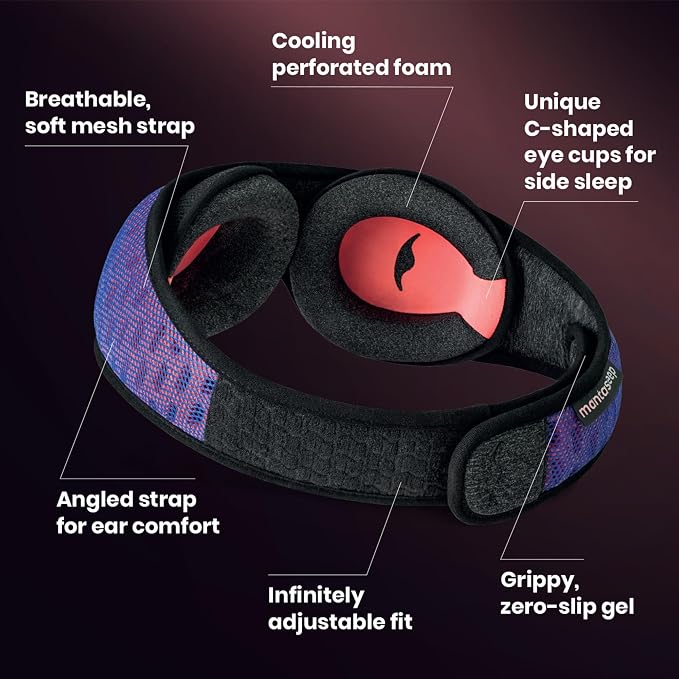 Manta Pro Sleep Mask - 100% Light Blocking Sleep Mask for Side Sleepers, Breathable and Comfortable, Spacious & Zero Pressure for Long Lashes, Perfect for Sleep/Travel/Nap/Shift Work