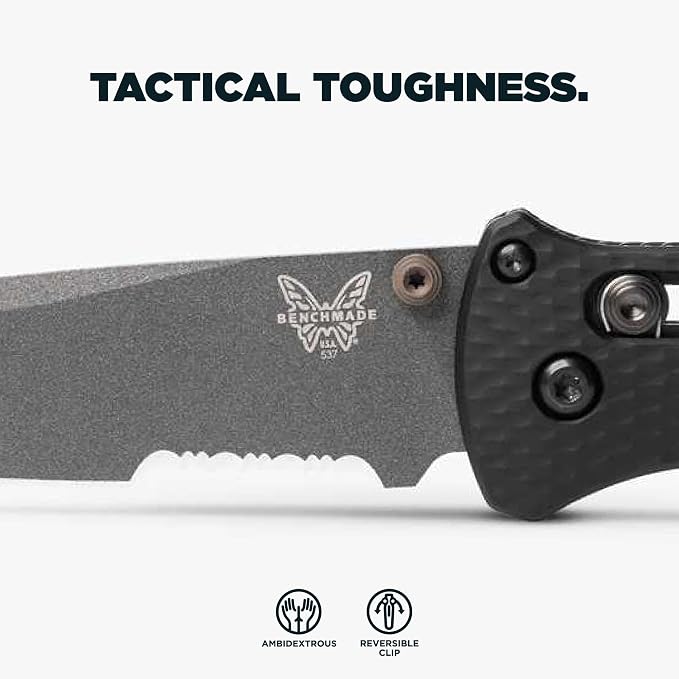 Benchmade Bailout Tactical Knife, M4 Steel Blade (537SGY-03) | Black Aluminum handle, Tanto blade