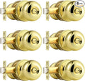 Probrico Polished Brass Privacy Interior Door Knobs Bed and Bath Keyless Door Locksets, 6 Pack
