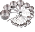 Measuring Cups and Spoons Set, 18/8 Stainless Steel Measuring Cups and Spoons for Kitchen & Baking, Heavy Duty Metric & US 8 Measuring cups, 9 Measuring Spoons Set