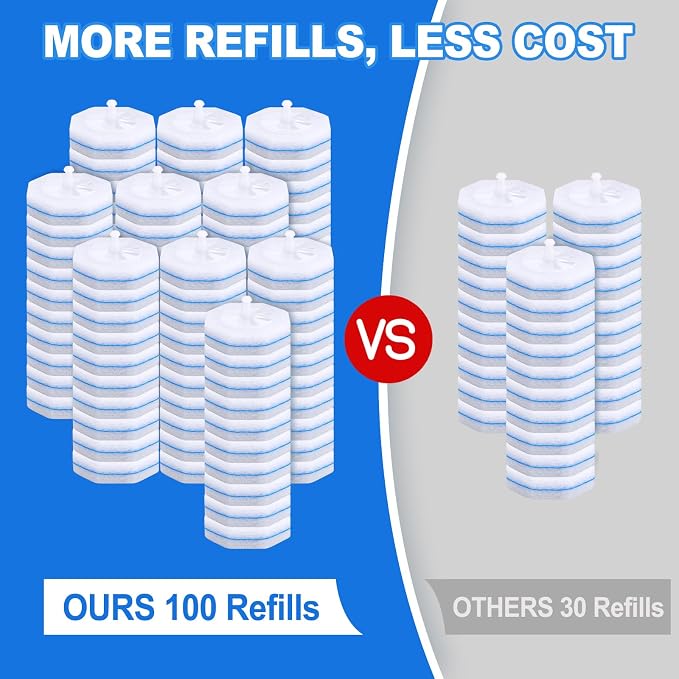 100 Count Disposable Toilet Brush,Toilet Cleaner Wand Refills Compatible with Most Toilet Brushes- No Falling Apart, Fresh Fragrance，4X Cleaning Power，Bathroom Cleaning.