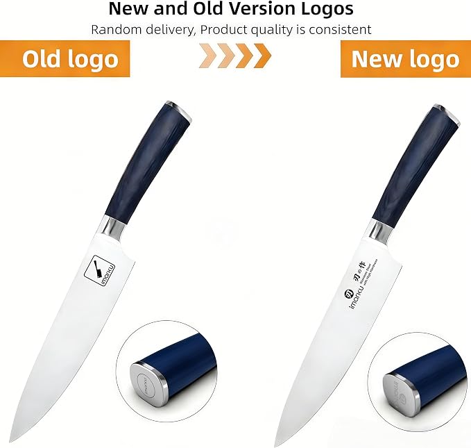 imarku 8 Inch Japanese High Carbon Gyutou Chef Knife, Blue Pakkawood Handle | Stainless steel blade, daily home cooking prep, ultra sharp professional kitchen knife, premium gift for men and women