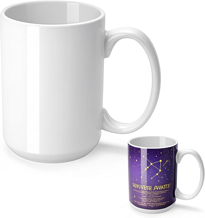 Joyclub 1 Set Sublimation Mugs Blank 15 oz Coffee Mugs Bulk White Ceramic Cups with Handle Tazas Para Sublimar for Coffee Latte Tea Milk Soup DIY Gifts