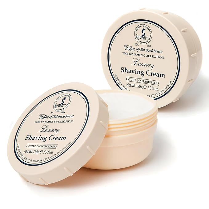 Taylor of Old Bond Street St James Fragrance Shaving Cream Bowl 150g (2-Pack) – Rich Lather for Traditional Shaving