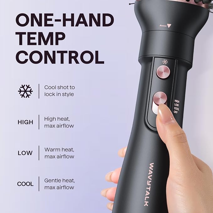 Wavytalk Hair Dryer Brush Set, Air Sculpt 4-in-1 Hot Air Brush Set | Blowout Brush Styler for Salon Blowouts, Volumizing, and Straightening, Sleek Frizz-Free for Every Hair Type, Black