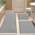 IM HOME Waffle Bath Mat Set 3 Piece Darkgrey & Cream,Woven Modern Bath Rug Mats, Absorbent Non Slip Bath Floor Mat, Soft Washable Boho Bath Rugs with Tassels for Bathroom, Bedroom, Kitchen, Tub