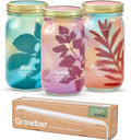 Modern Sprout Garden Jars+Smart Growbar Bundle- Self-Watering Hydroponic Herb Growing Kit with Full-Spectrum LED Grow Light, Organic Herb Seeds, Smart App, Adjustable Brightness, Gift for Mother's Day