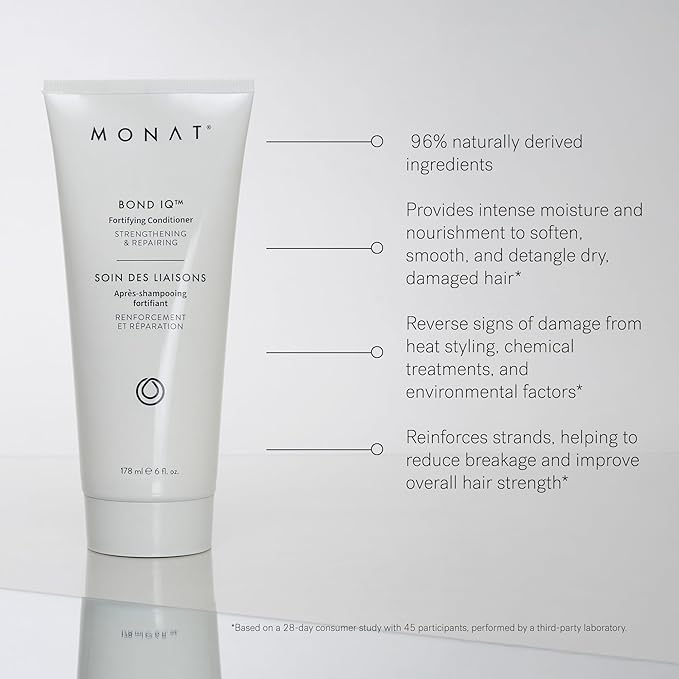 MONAT BOND IQ™ Fortifying Conditioner – Strengthening & Repairing Formula for Softer, Smoother Hair - Restores Resilience, Reduces Breakage, Boosts Shine & Manageability – 178 ml / 6 fl oz