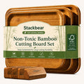 FSC-Certified Deep-Carbonized Bamboo Cutting Board for Kitchen with Wood Stand