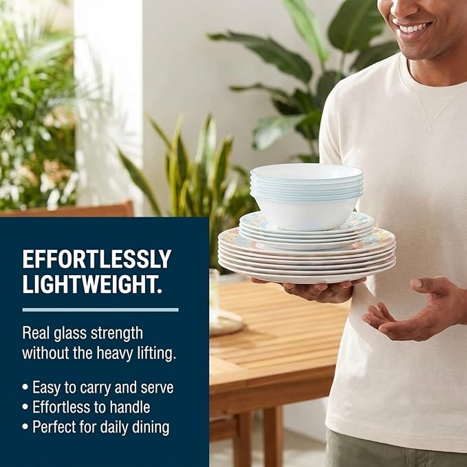 Corelle Terracotta Dreams Dinnerware Set for 6 18 Pieces Dinner Plates, Appetizer Plates, and 18 Oz Bowls Dishwasher, Microwave, and Freezer Safe Proudly Made in the USA