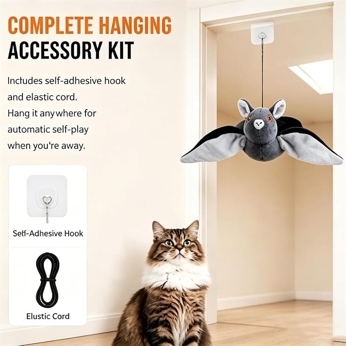Flying Bat Dog Toy,Flying Bat Toy for Dogs & Cats，1PCS | Flapping Bat Toy with Chirping Engages Cats and Dogs,Mimics Real Flying Motion,Flapping Wings Interactive Pet Toy