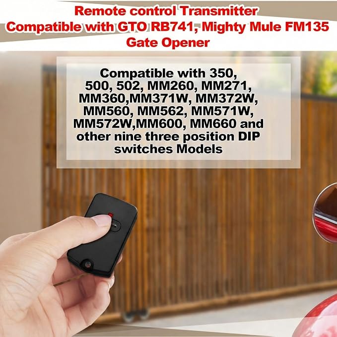 Kingdder 12 Pcs Gate Opener Remote Compatible with Mighty Mule RB741 Gate Control Remote Works Compatible with GTO RB741/FM135 Transmitter Control Single Button Garage Door Controller Replacement