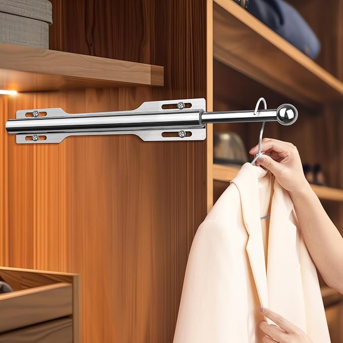 12" Valet Rod for Closet Pull Out (2 Pack, Chrome)