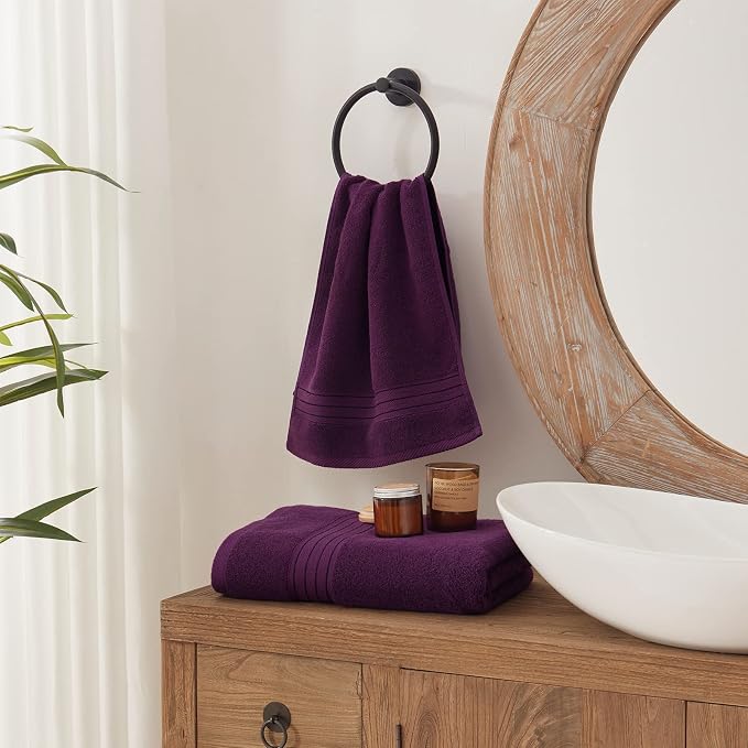 COZYART Purple Bath Towel Set for Bathroom Soft Absorbent Durable 650 GSM Turkish Cotton Towel Sets of 6, 2 Large Bath Towels, 2 Hand Towels, 2 Washclothes | OEKO-Tex 100 Certified Zero Twist Ring Spun, Soft Absorbent Quick Dry, Plush Fluffy, Breathabl...