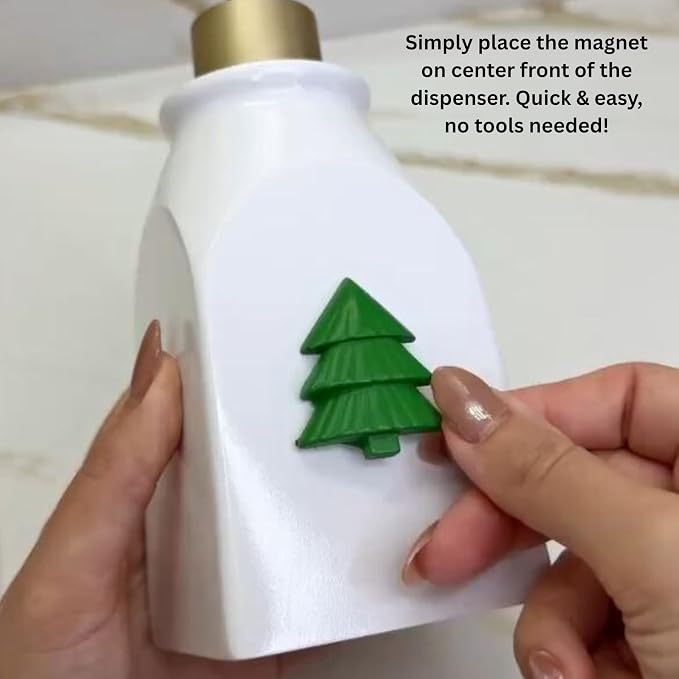 SKL Home Seasonal Soap/Lotion Dispenser Gift Set with 7 Interchangeable Magnetic Holiday Attachments, Refillable for Bathroom & Kitchen, Silver