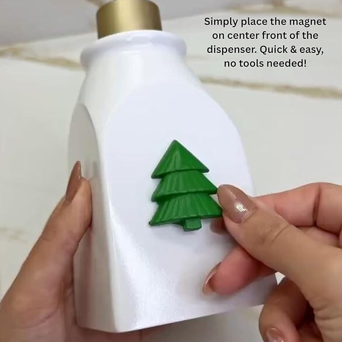 SKL Home Seasonal Soap/Lotion Dispenser Gift Set with 7 Interchangeable Magnetic Holiday Attachments, Refillable for Bathroom & Kitchen, Gold