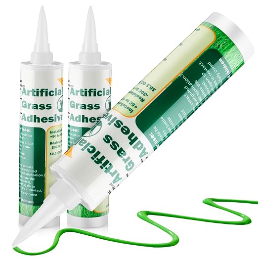 Threlaco 2 Tubes Turf Glue for Artificial Grass 10 oz Artificial Turf Tape Grass Paint Concentrate Glue Carpet Adhesive for Synthetic Surfaces(No Caulk Gun)