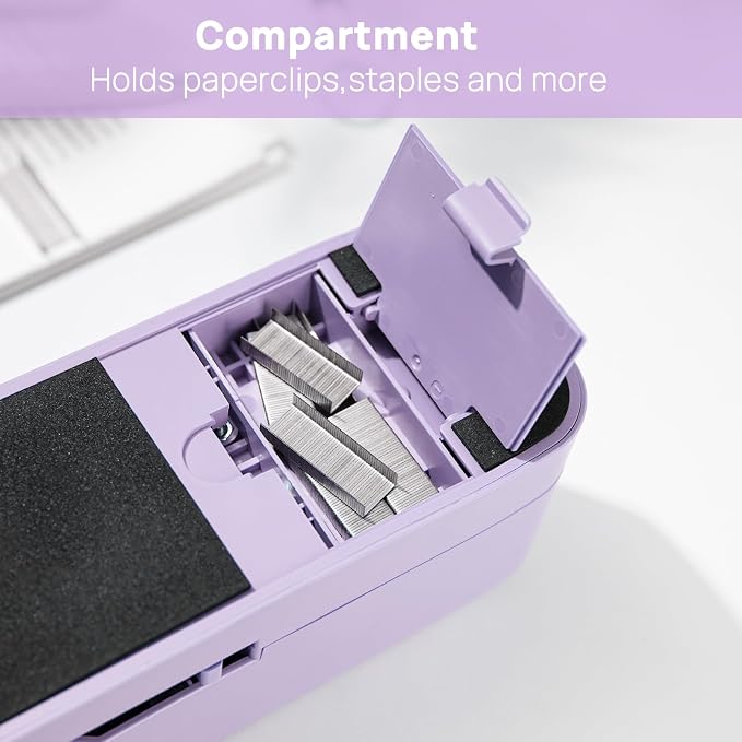 Electric Stapler for Desk Value Pack, 45 Sheet Capacity, Includes 1500 Staples & Staple Remover, No-Jam, Faster Stapling, AC Adapter Powered, Purple