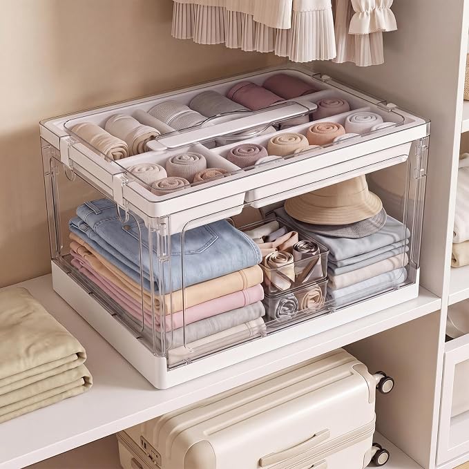 24QT 1Pack Craft Organizers and Storage with Tray, Craft Storage Box | Art Supply Organizer and Storage with Lid for Medicine Cabinet, Medicine Cabinet Organizer, Sewing, Playdoh and Tools