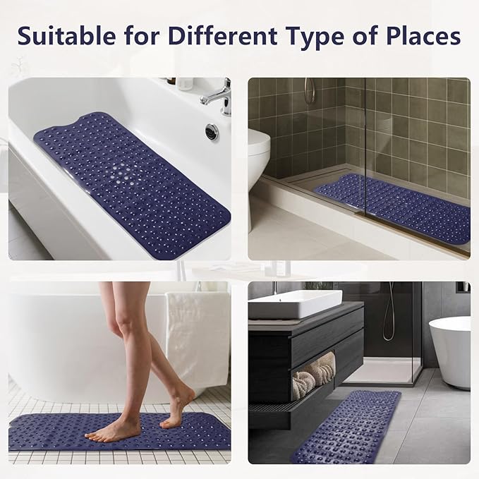 XLHOMO 26PC Bathroom Accessories Set - Gorgeous Blue Bathroom Set, Bathroom Accessory Set, Navy Blue Shower Curtain Set with Bathtub Mats for Shower Tub