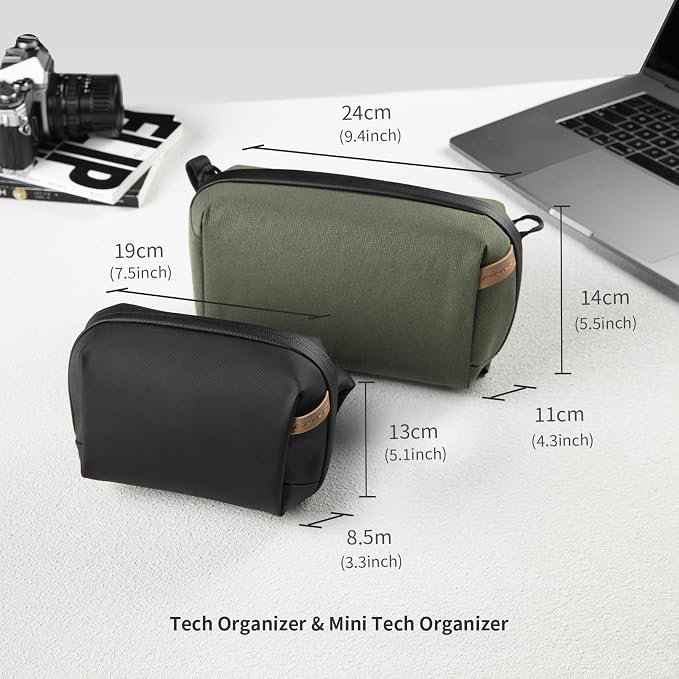 PGYTECH Travel Tech Organizer, Waterproof Tech Bag, Electronics Accessories Organizer Travel Carrying Case, Organizer Bag for Cables, Cord, Phone Batteries, Charger,Photography SD Card, Black