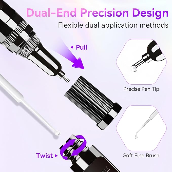 Makartt Nail Rhinestone Glue: Precision Gap Filling Gel with Brush for Gems | Low Viscosity, UV/LED Cured, Gap Filling, Small Charms, Glitter, Pearls and Sequins, 3D Sculpting, DIY and Salon Use