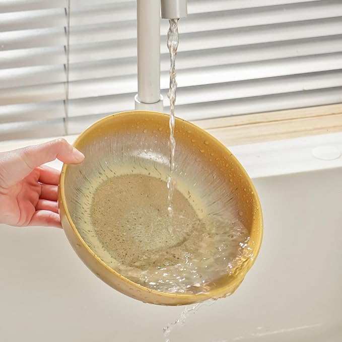 30oz Ceramic bowls set of 4-8" serving bowls for Kitchen,Pasta,Salad-Dishwasher & Microwave Safe Perfect for Housewarming, Thanksgiving, Christmas-Reactive Glaze Cappuccino
