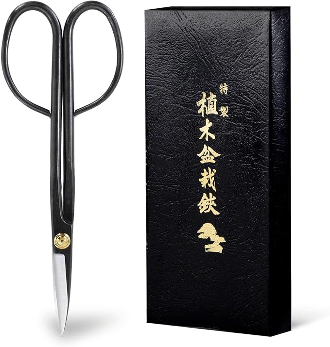 Wazakura Twig Bonsai Scissors Made in Japan 210mm(8.15 inch), Japanese Bonsai Garden Tools, Hasami Pruning Shears - Long Handle Black