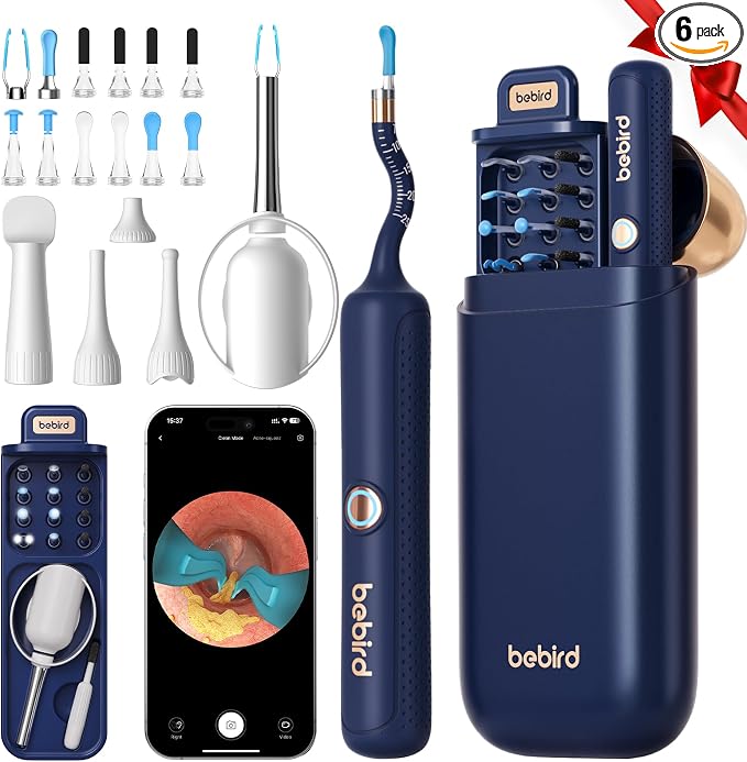 Bebird Earsight Plus R37R Ear Wax Removal Tool Camera, FSA HSA Eligible Items, Smart Ear Cleaner with Painless Visual Tweezers, Flexible Ear Camera Otoscope, Home ENT Cleaning Kit for Family,Blue