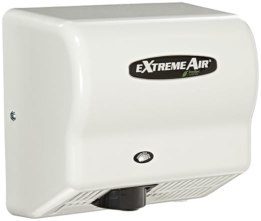 American Dryer ExtremeAir GXT9 ABS Cover High-Speed Automatic Hand Dryer, 10-12 Second Dries, 100-240V, 1,500W Maximum Power, 50/60Hz, White