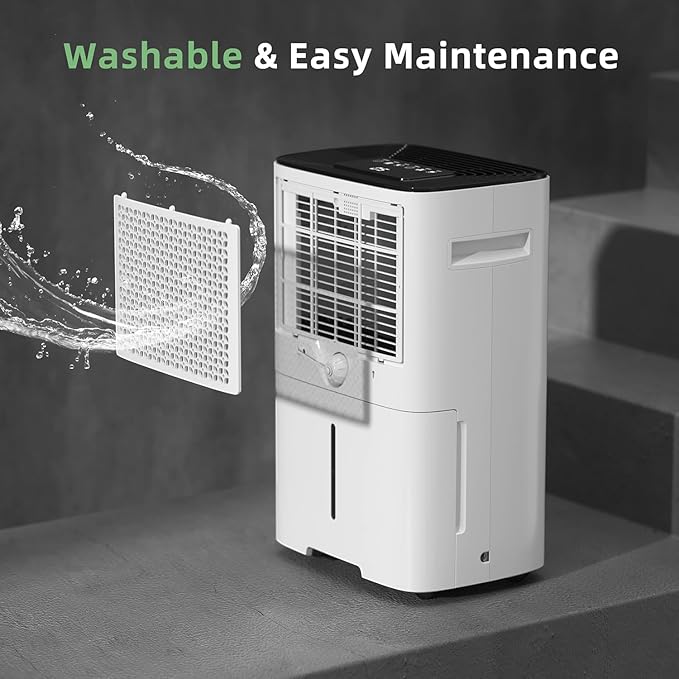 HOGARLABS Smart Dehumidifiers for Home and Basements, with 3 Working Modes, Overflow Protection, Dehumidifier with Drain Hose and Digital Control Panel. (50 Pints for basement)