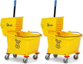 SIMPLI-Magic Side Press Wringer Commercial Mop Bucket on Wheels, 2-Pack, 26 Quart, Yellow, Polyethylene