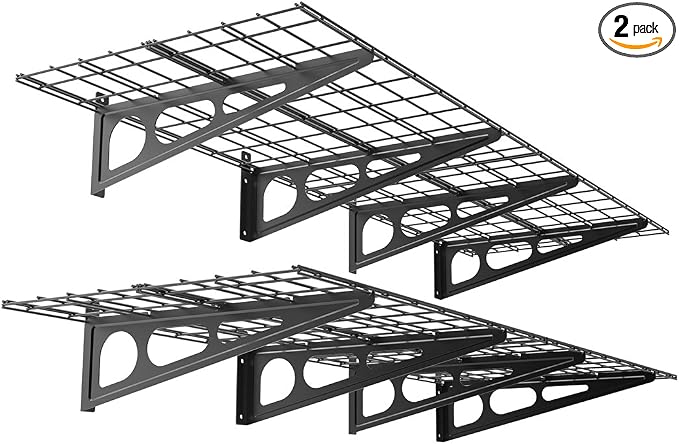 FLEXIMOUNTS WR26B-SBA 2' x 6' Wall Shelf Garage Storage Rack (2 Pack), Black, 24" x 72"