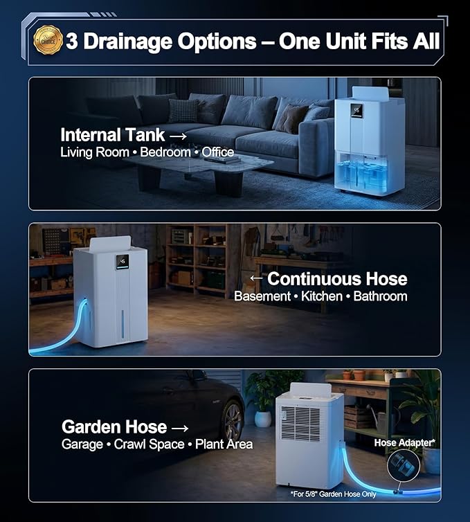 Landeagle 6000 Sq. Ft Dehumidifiers for Home, Basement, Max100 Pint/Day Dehumidifier with Drain Hose, Large Compressor Dehumidifier with Humidity Control, 24H Timer & Child Lock, for Bedroom, Bathroom