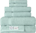 SALBAKOS 100% Turkish Cotton Bathroom Towel Set of 6-Piece, Seafoam Green | 630 Gsm Thick Super Soft Highly Absorbent 2 Bath + 2 Hand + 2 Washcloth Towels Sets, Giftable, Hotel Quality, Made in Turkey
