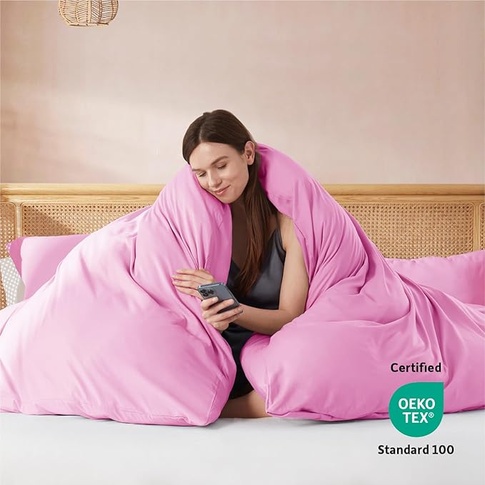 Nestl Twin Duvet Cover Set - Soft Double Brushed Light Pink Duvet Cover Twin XL, 2 Piece, with Button Closure, 1 Duvet Cover 68x90 inches and 1 Pillow Sham