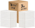 ZUPERIA White Bath Towels Bulk 24 Pack (24 x 48 Inches) - 100% Cotton Economy Light Weight Towels for Commercial Use - Quick Dry, Ultra-Soft, and Absorbent Bulk Towels